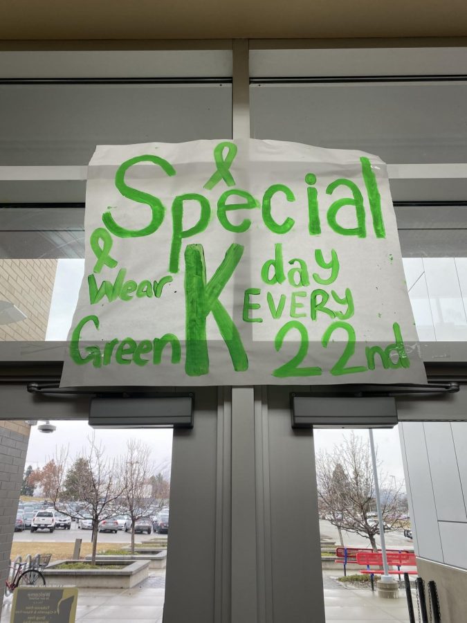 EHS+Students+wearing+bright+green+to+celebrate+Mr.+Kimmel